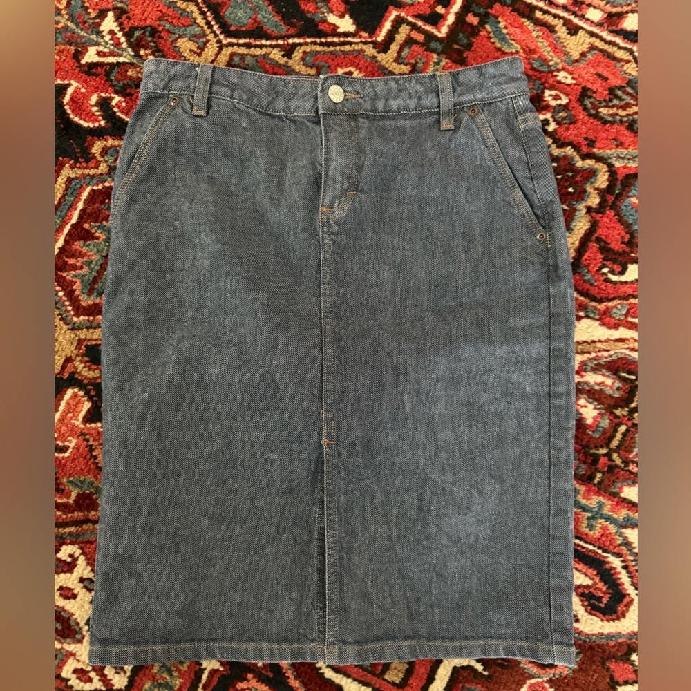 J crew womens knee length denim skirt size 4 lkn